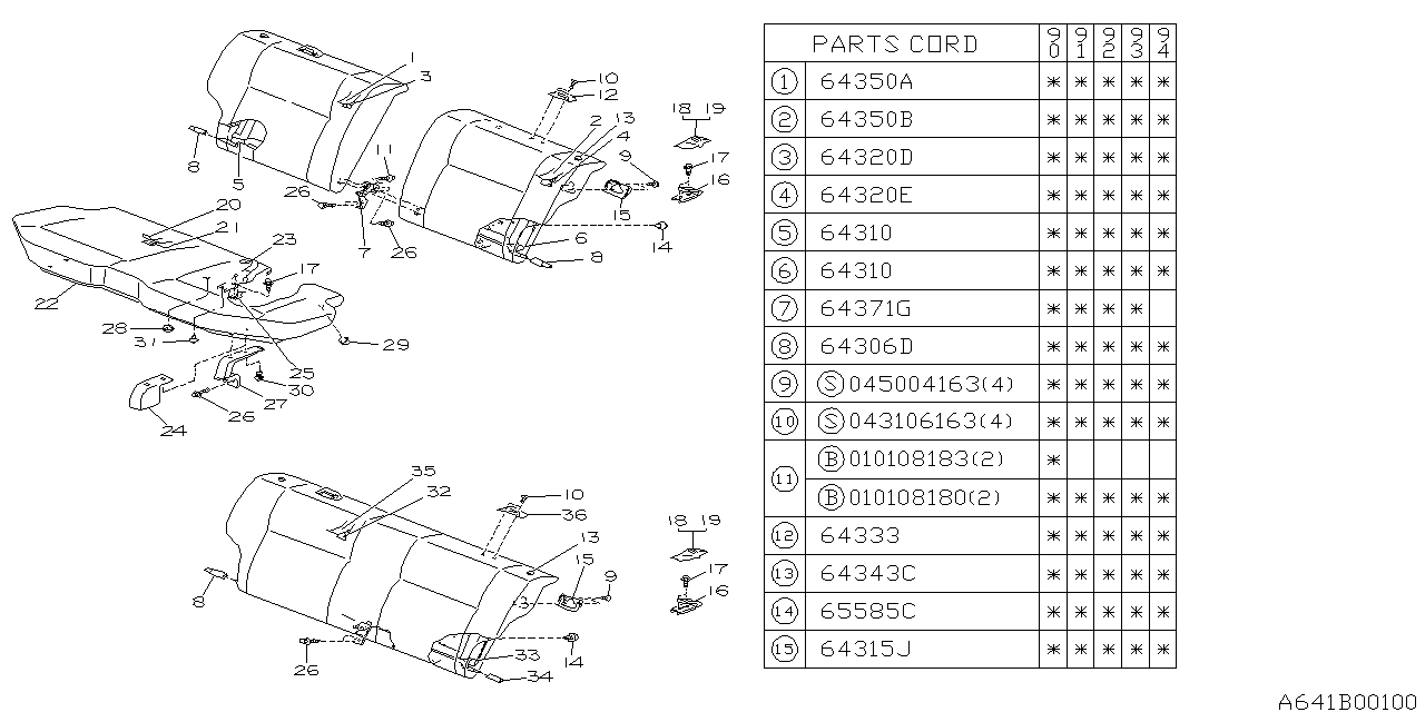 Subaru 64150GA171 Hinge Rear Center BACKREST