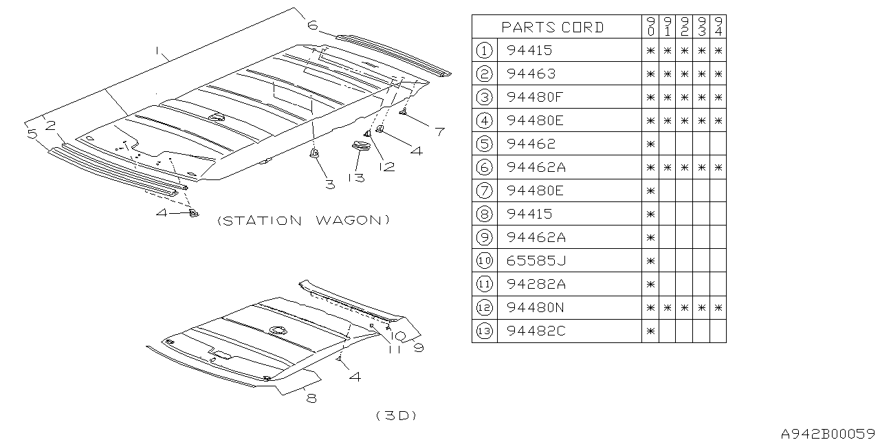 Subaru 94097GA140LV Trim Panel Roof