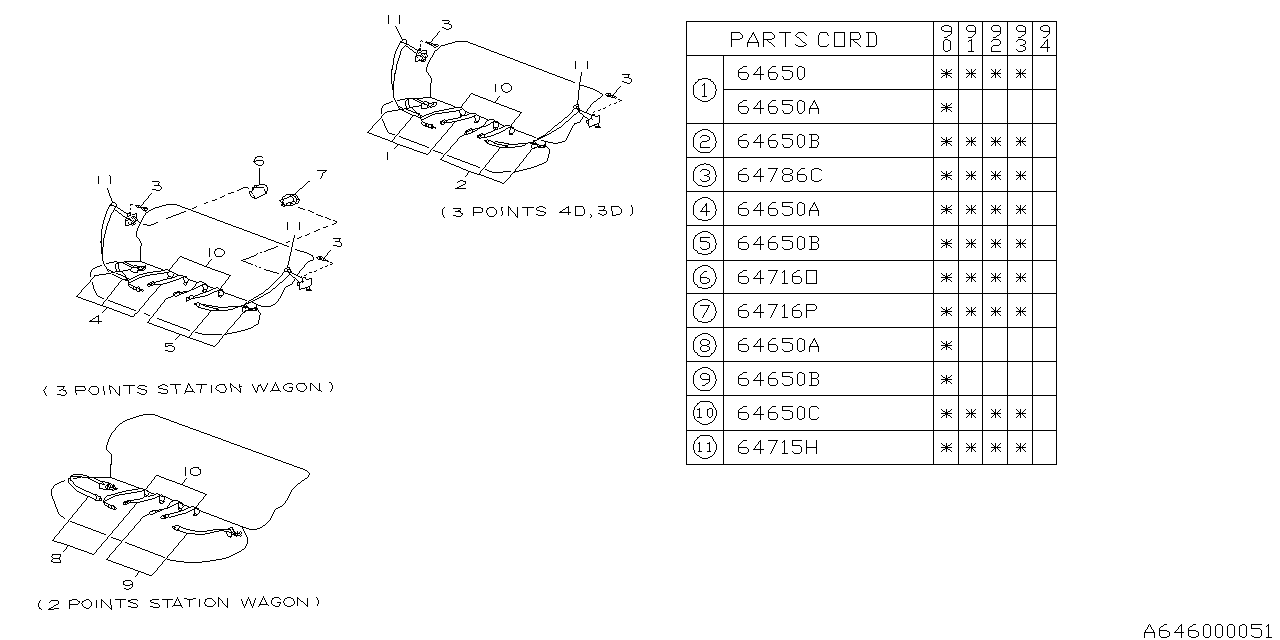 Subaru 64179GA860BE Seat Belt Set Rear RH