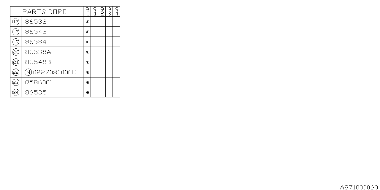 Subaru 86564GA020 Screw