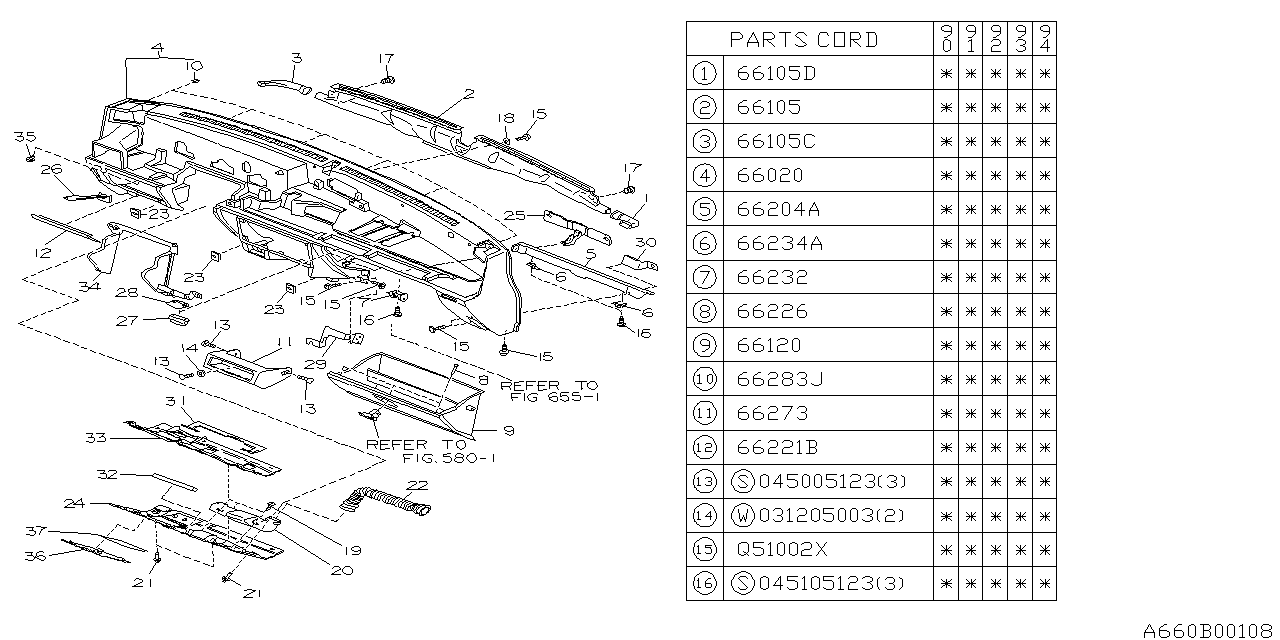 Subaru 66164GA010BE Center Tray