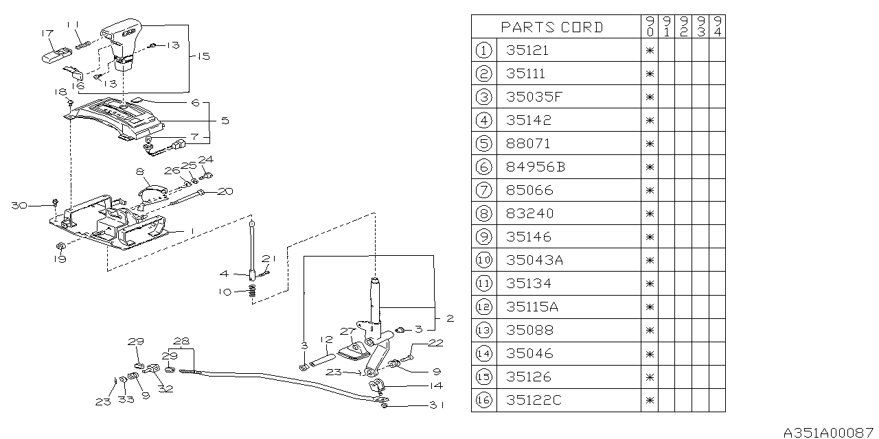 Subaru 83241GA000 Inhibitor Switch