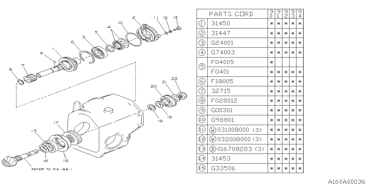 Subaru 31450AA030 PT280397 Gear Set