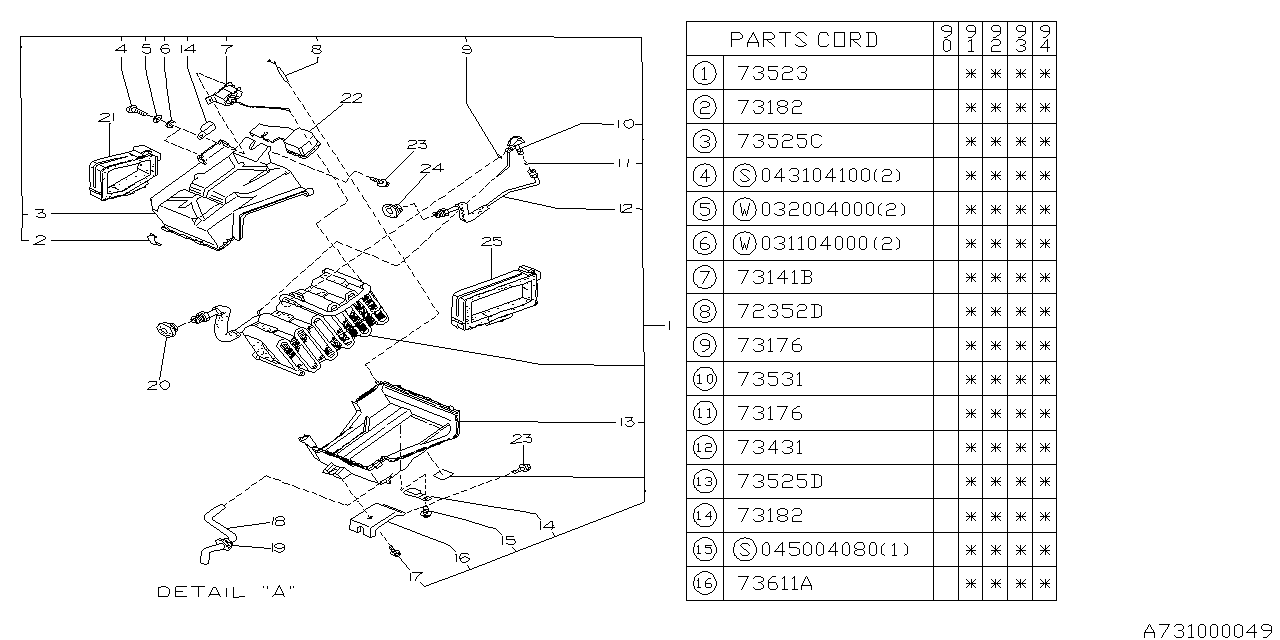 Subaru 73025GA791 Bracket