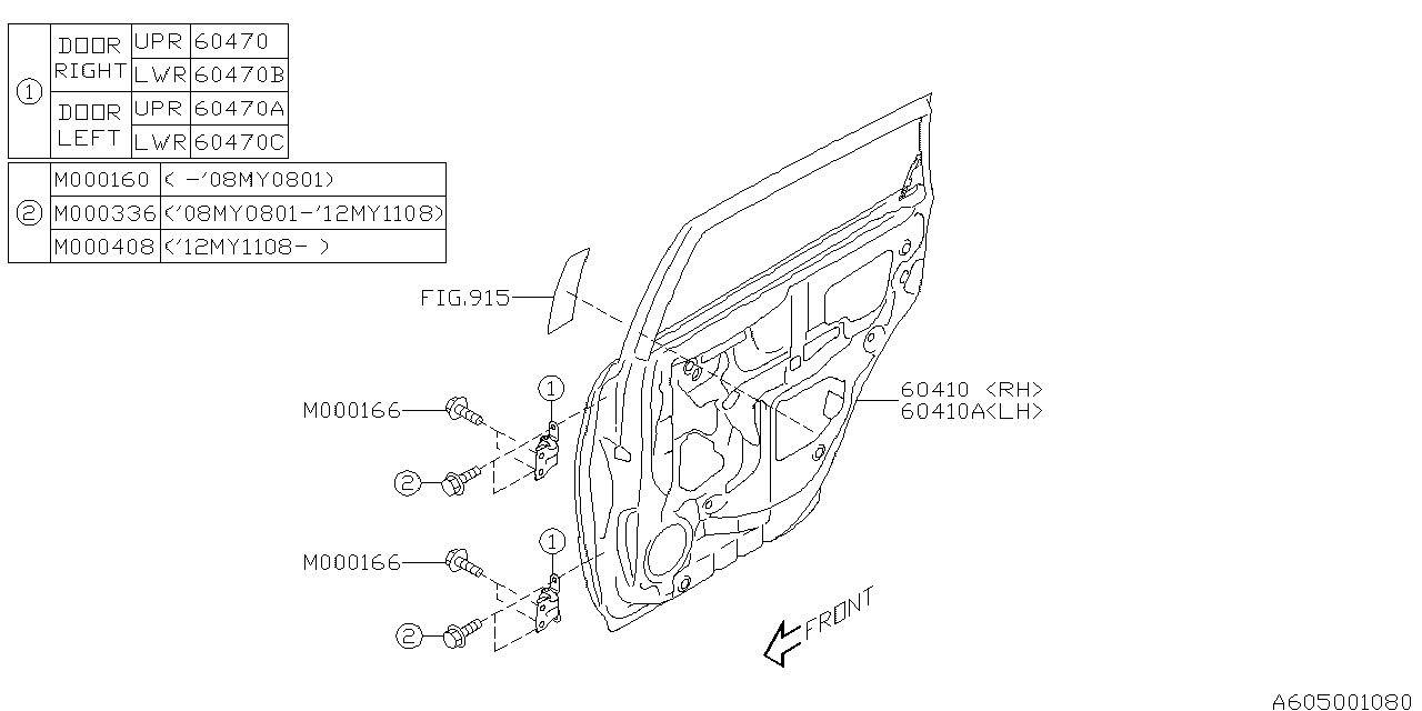 60409XA01A9P Subaru Panel Complete Door Rear LH