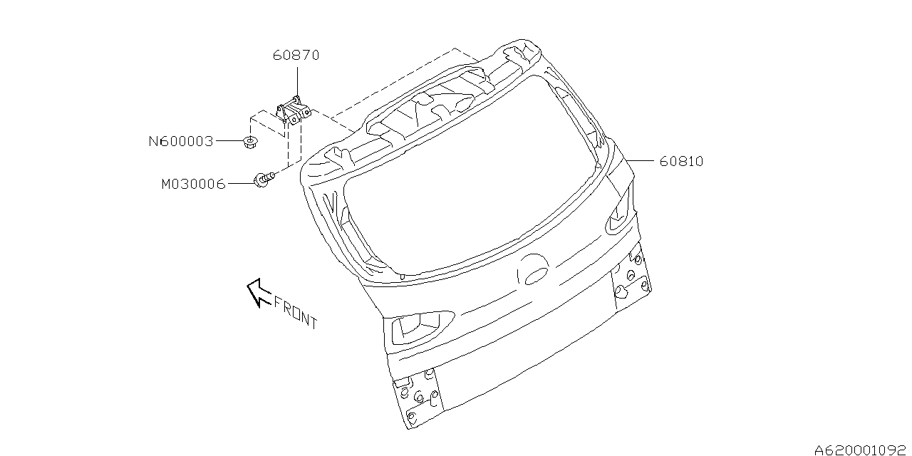 Subaru 60809XA00A9P Panel Complete Rear Gate