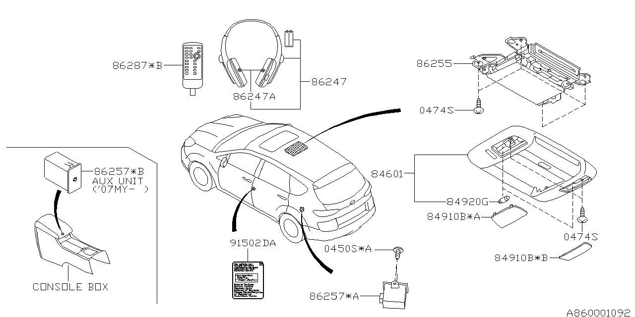 Subaru 86255XA04AMV Rear Seat Entertainment