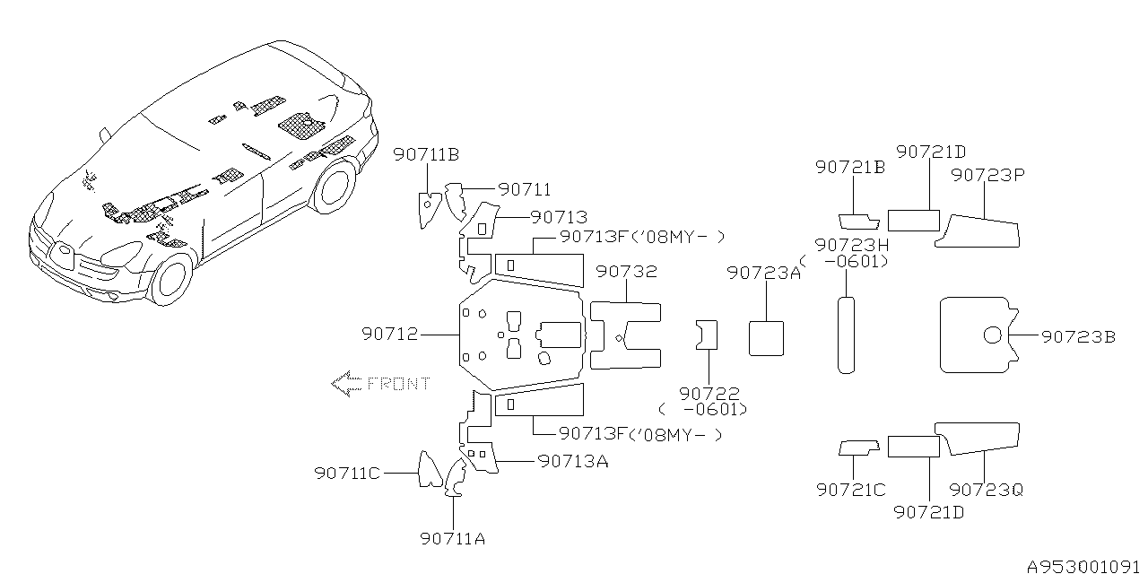 Subaru 90711XA03A SILENCER Apron Front LLH