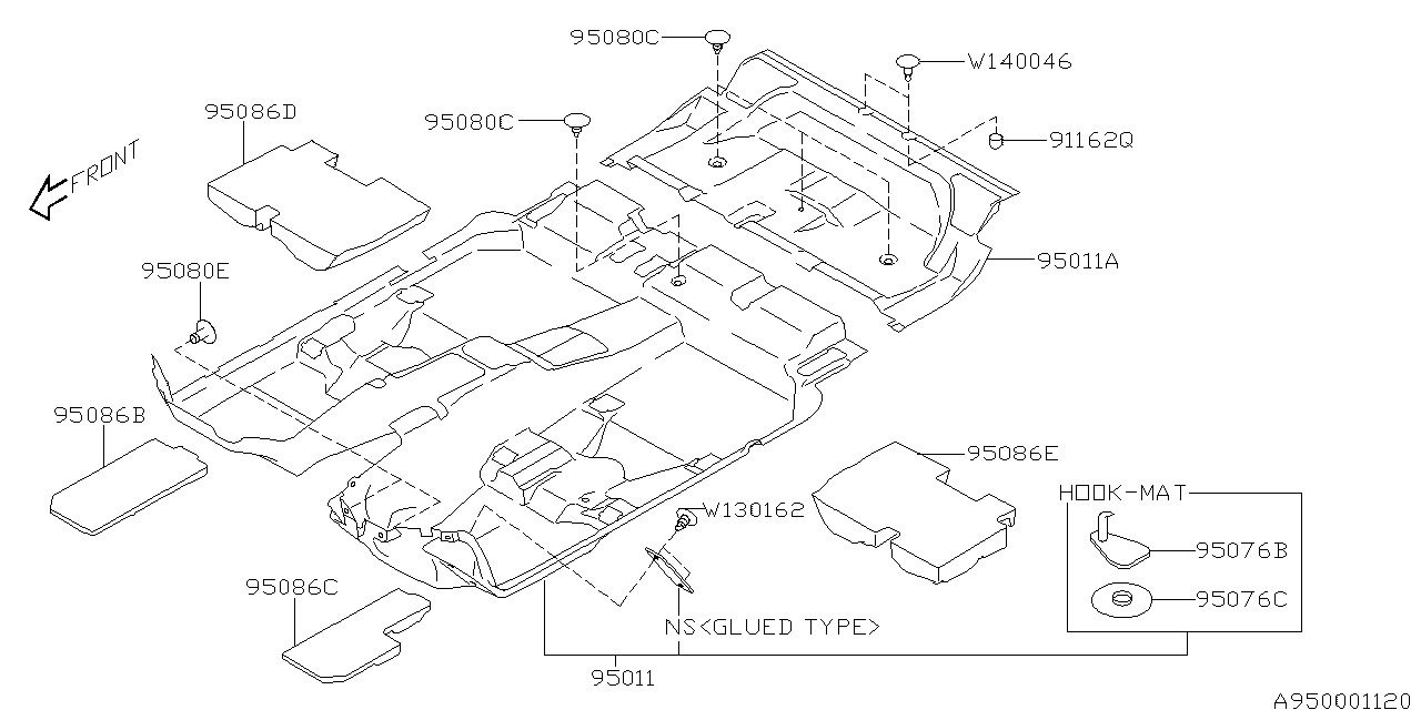 Subaru 95011XA00AMW Mat Floor LHD