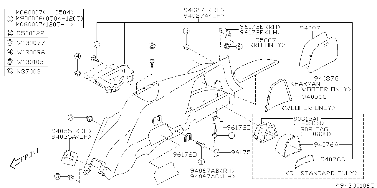 Subaru 90815XA23A INSULATOR Apron Rear RH