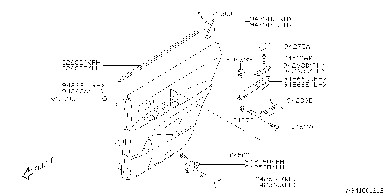 Subaru 61282XA02A WEATHERSTRIP In Door Rear RH