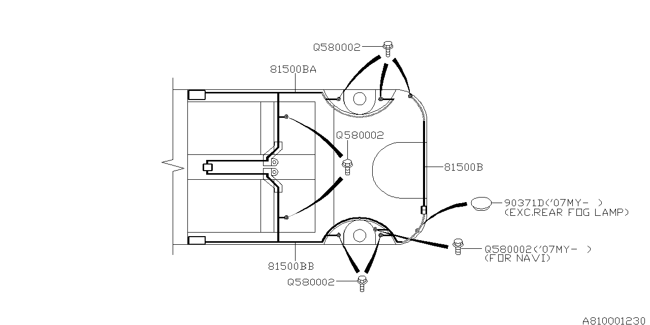 Subaru 81503XA00A Wiring Harness Rear USALH