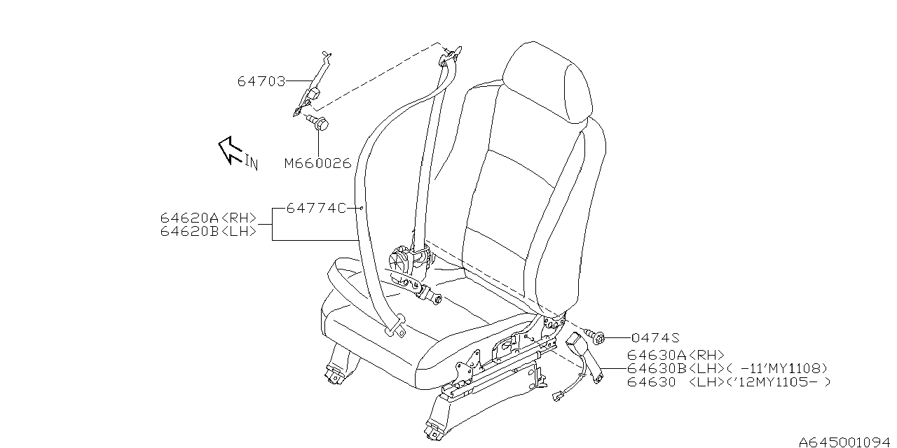 Subaru 64621XA00CEU Belt Assembly Front Out URH