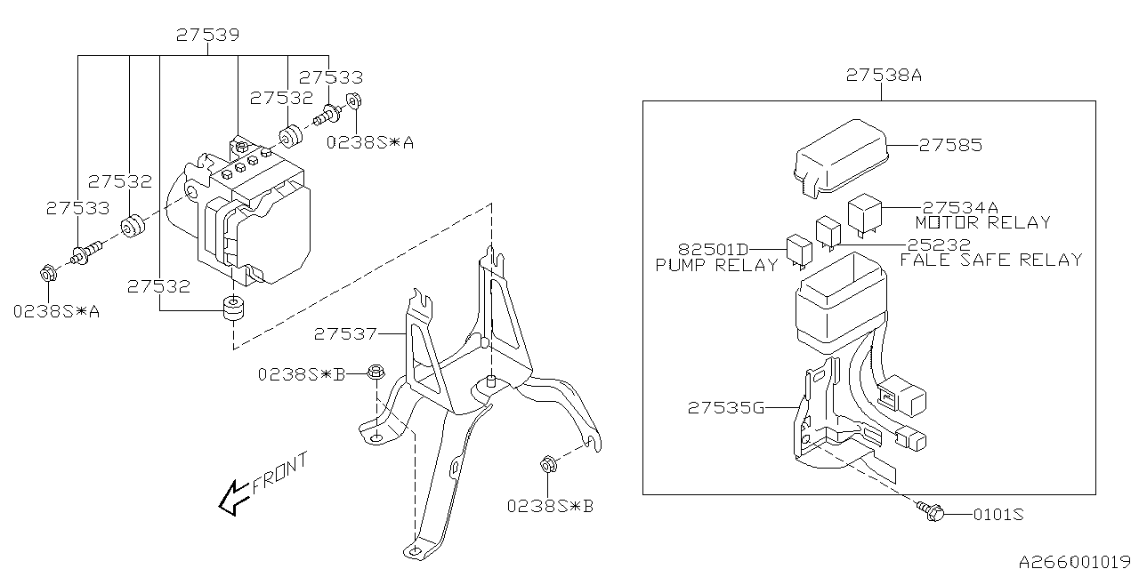 Subaru 27538XA01A Relay Box Bracket