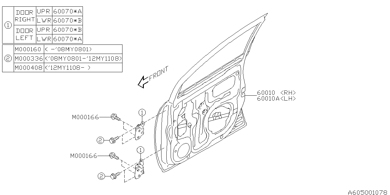 60009XA00B9P Subaru Panel Complete Door Front RH