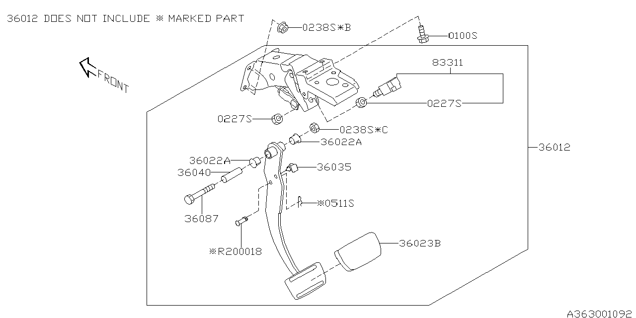 Subaru 36012XA00A Pedal Assembly-Brake