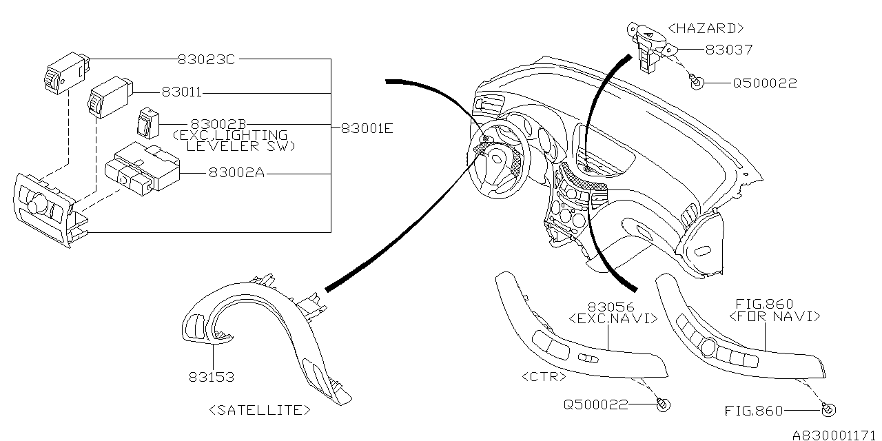 Subaru 83002AG090 Switch C4