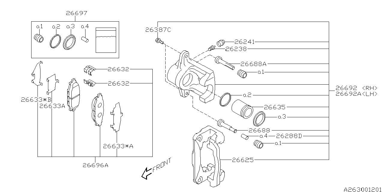 Subaru 26692XA01A Disk Brake Kit Rear LH