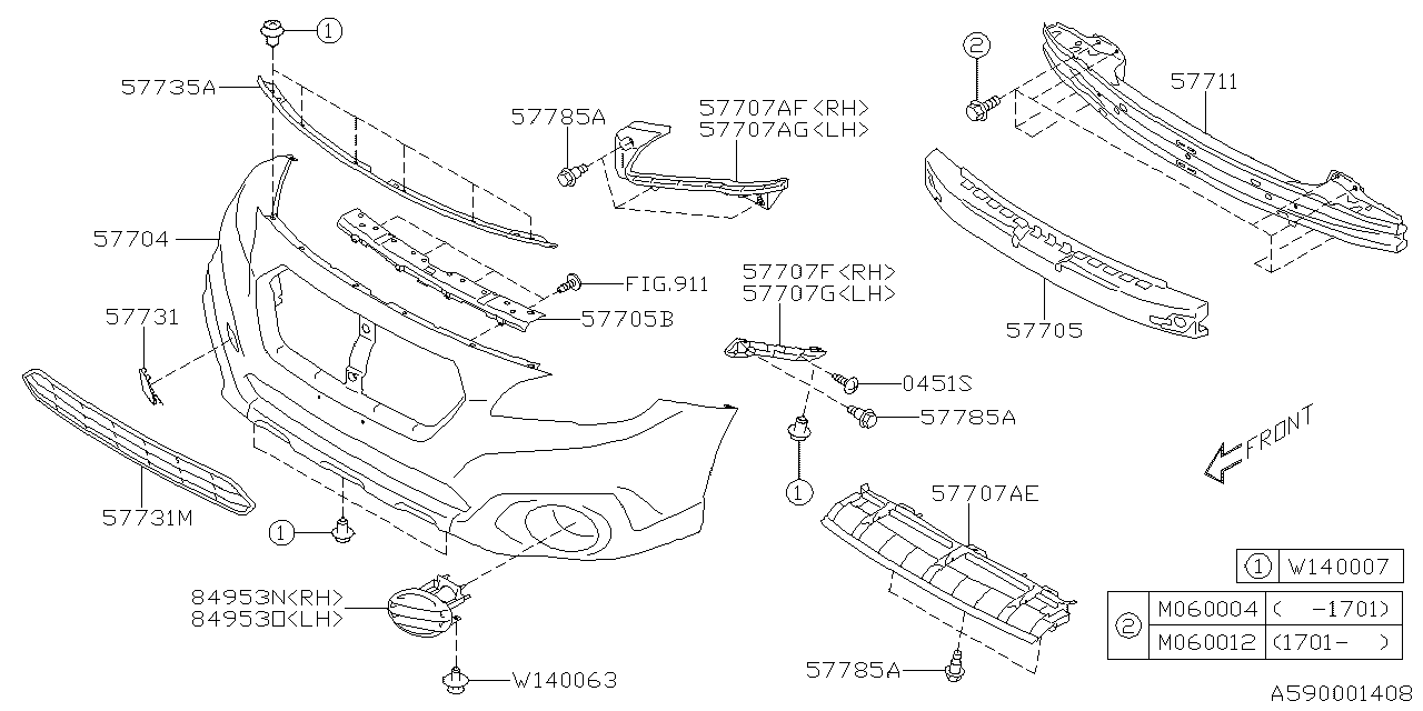 Subaru 57711AL09A9P Beam Complete Front SIA OBK