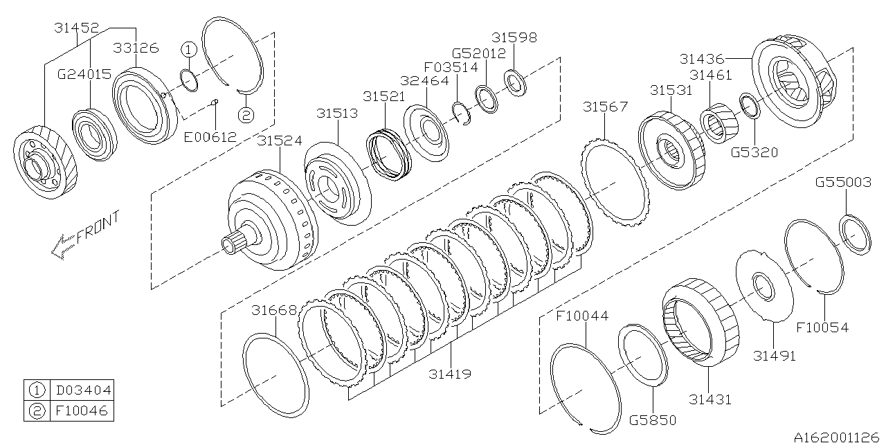 Subaru 33126AA000 Ret Bearing Transfer