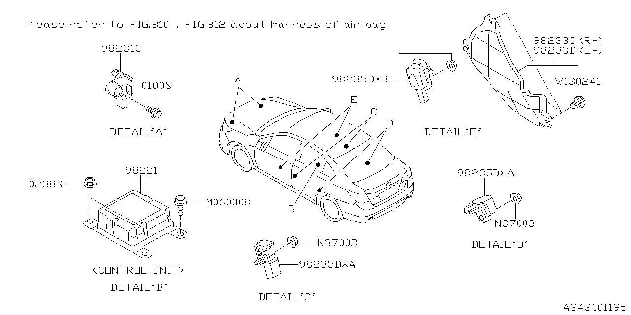 Subaru 98231AL04A Sensor Assembly Front