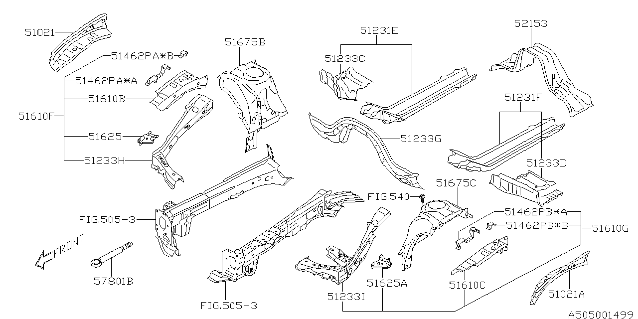 Subaru 51242AJ00B9P Reinforcement Tunnel Toe Board