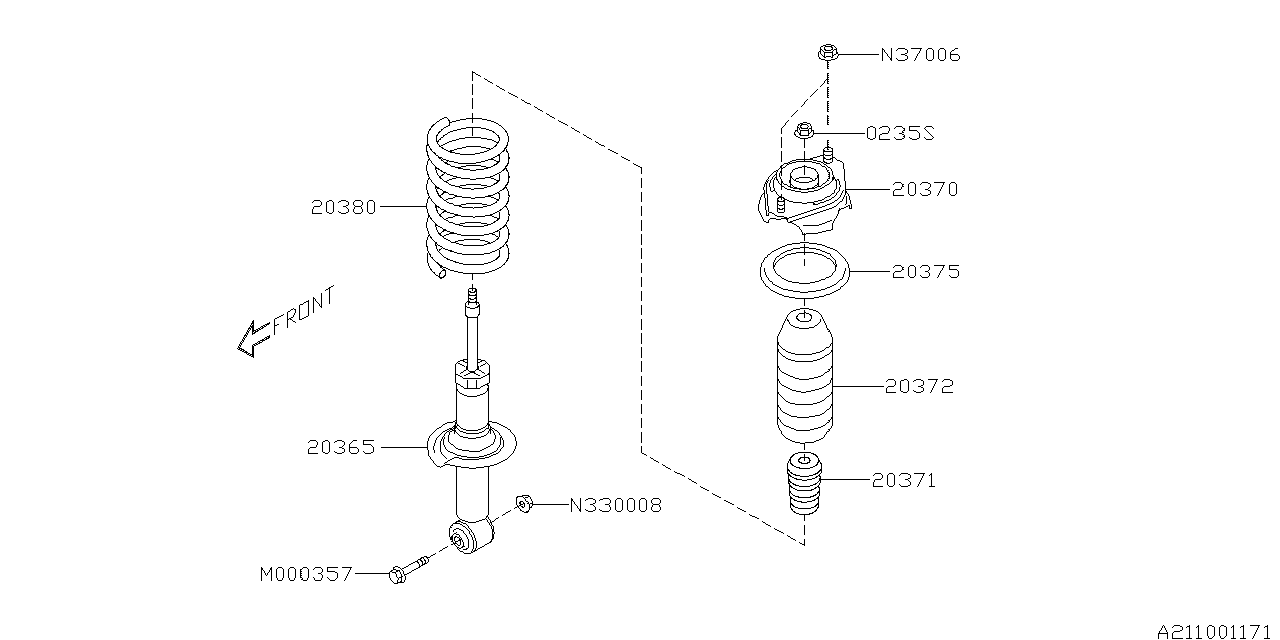 Subaru 20365AL11A Shock ABSORBER Complete Rear