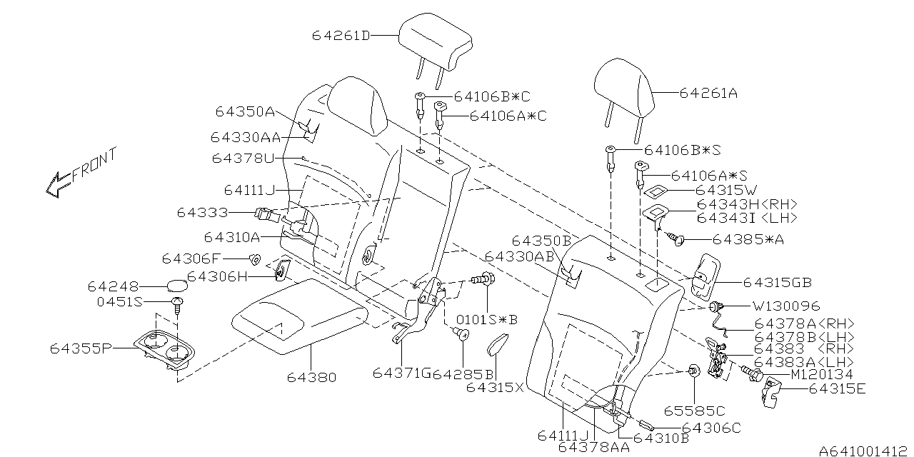 Subaru 64261AL04AVH Head Rest Assembly Rear