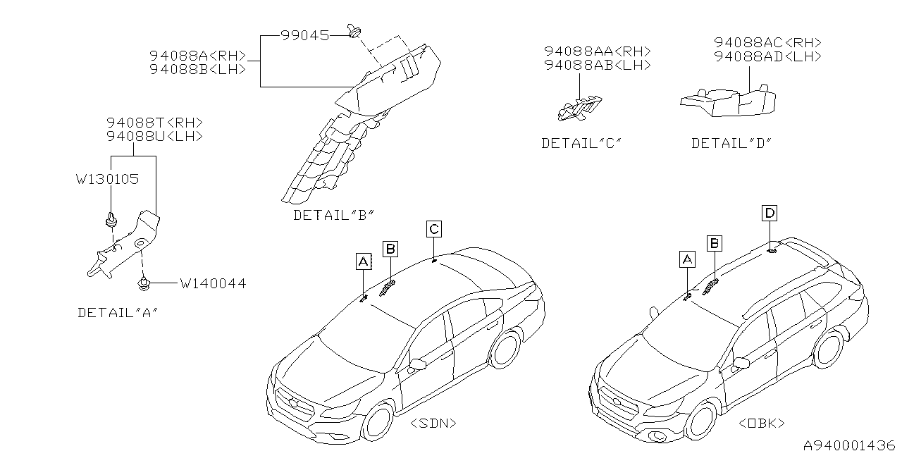 Subaru 94088AL17A Pad Side RIAL D Left