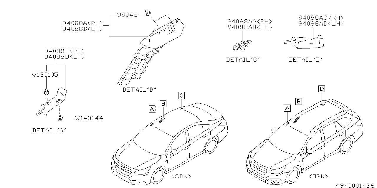 Subaru 99045AL00A Clip Pad Side Rail