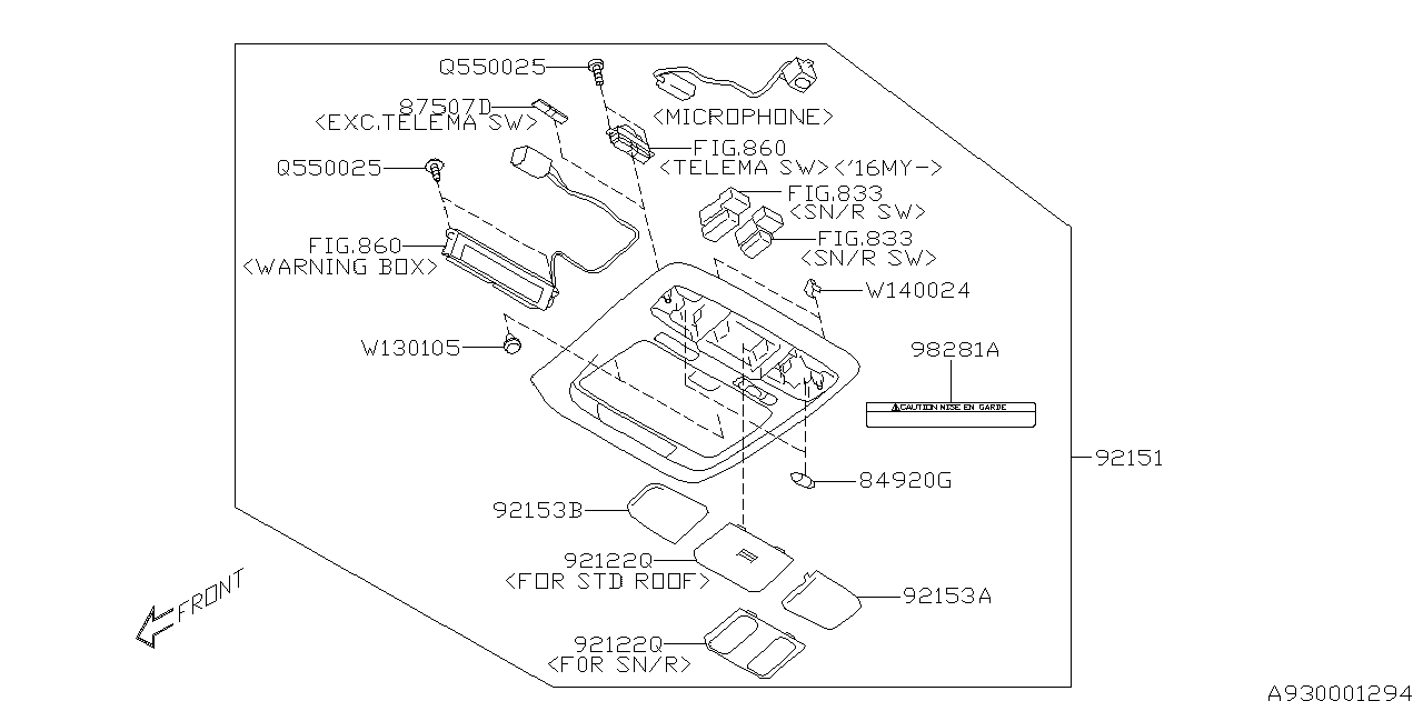 Subaru 92151AL30BME CNSL Assembly OVR Hd Std