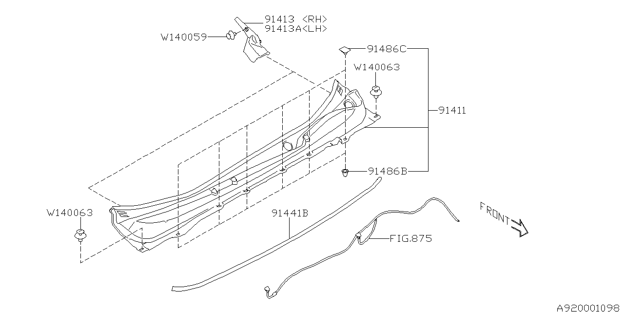 Subaru 91419AL05A COWL Panel Assembly