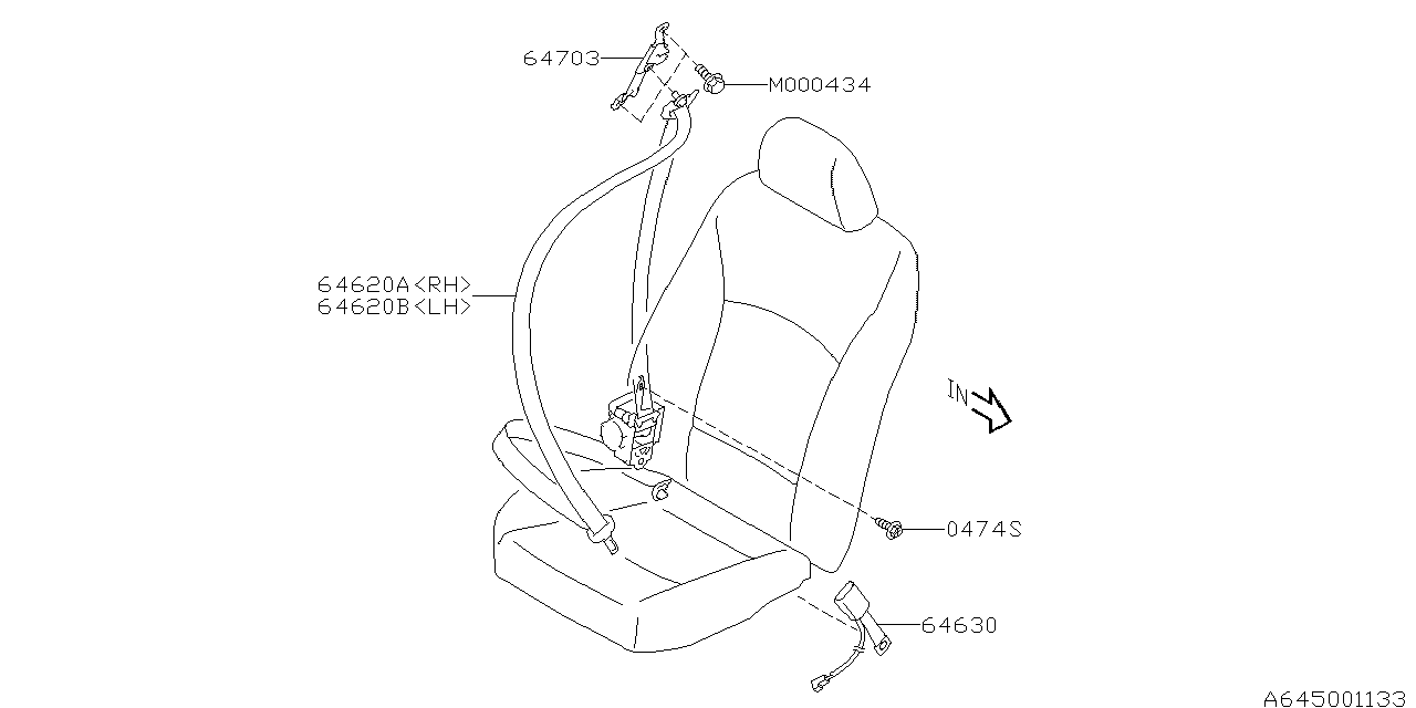 Subaru 64621AL02AVH Belt Assembly Front Out