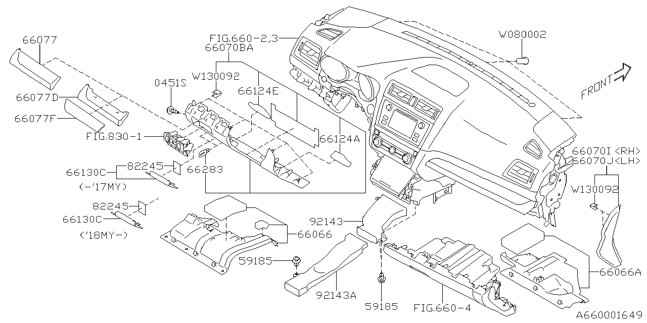 Subaru 66073AL00A Cover Instrument Panel Si
