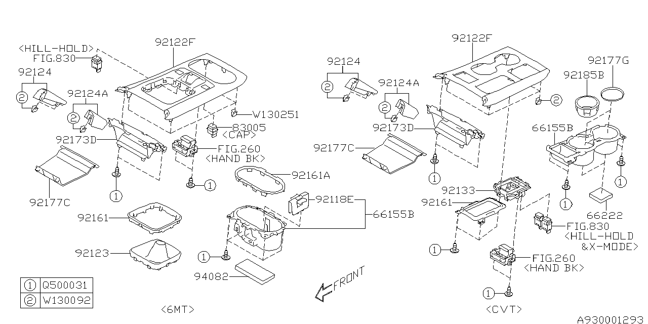 Subaru 92173AL100 Tray Cover Front