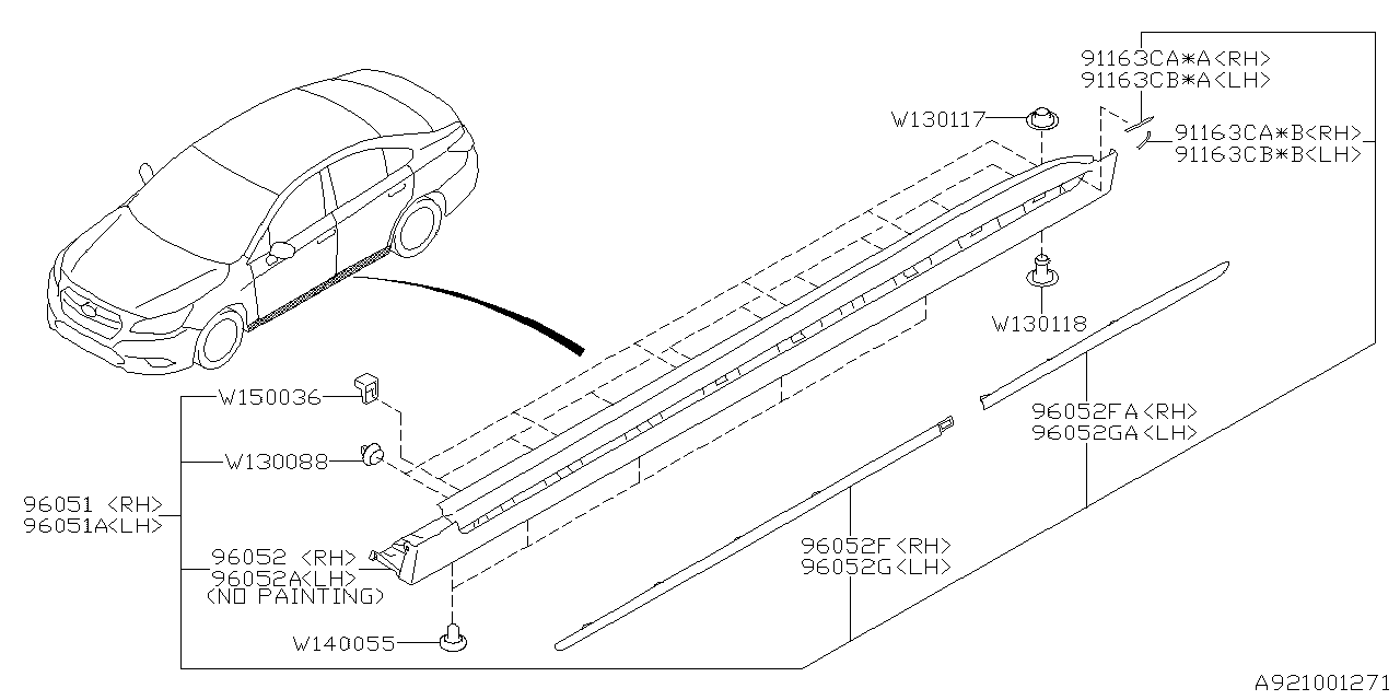 Subaru 96051AL02AV3 Side Spoiler Assembly Right