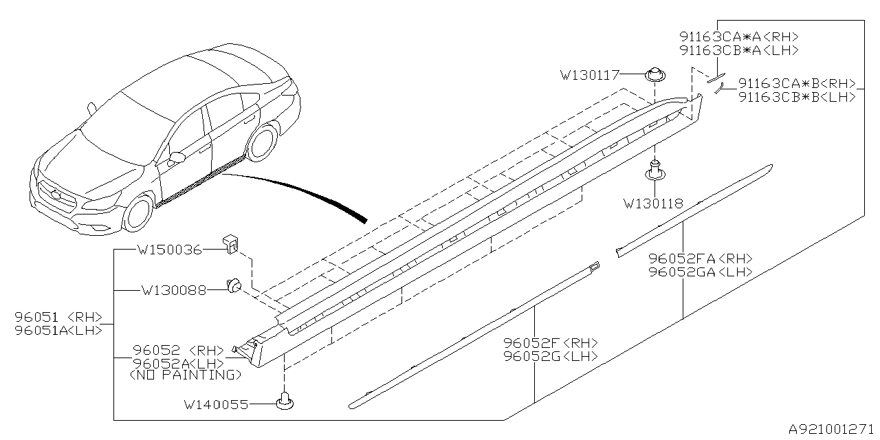 Subaru 96052AL070 Spoiler Side Molding LH