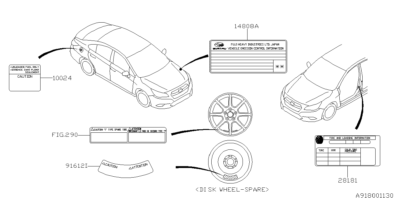 Subaru 14808AJ05A Label Emission Fh