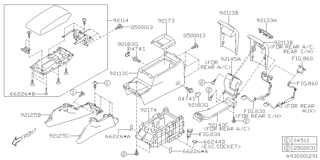 Subaru 92113AL000WM Console Box Lower