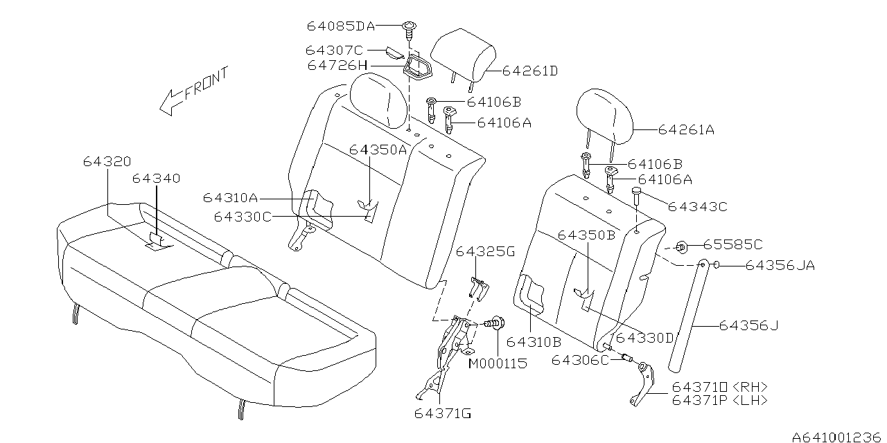 Subaru 64261SA090ND Pillow Assembly Rear Center