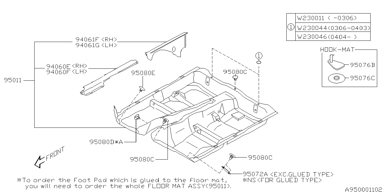 Subaru 95011SA220ML Mat Floor