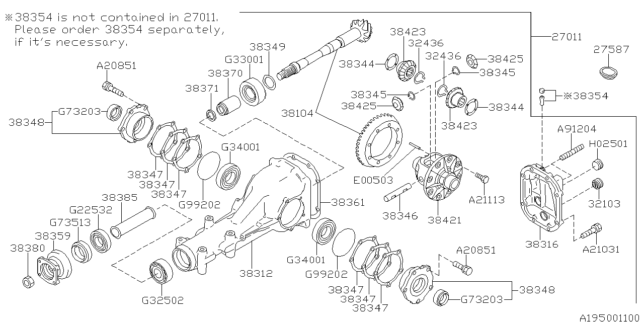 Subaru 27011AA730 Differential Assembly