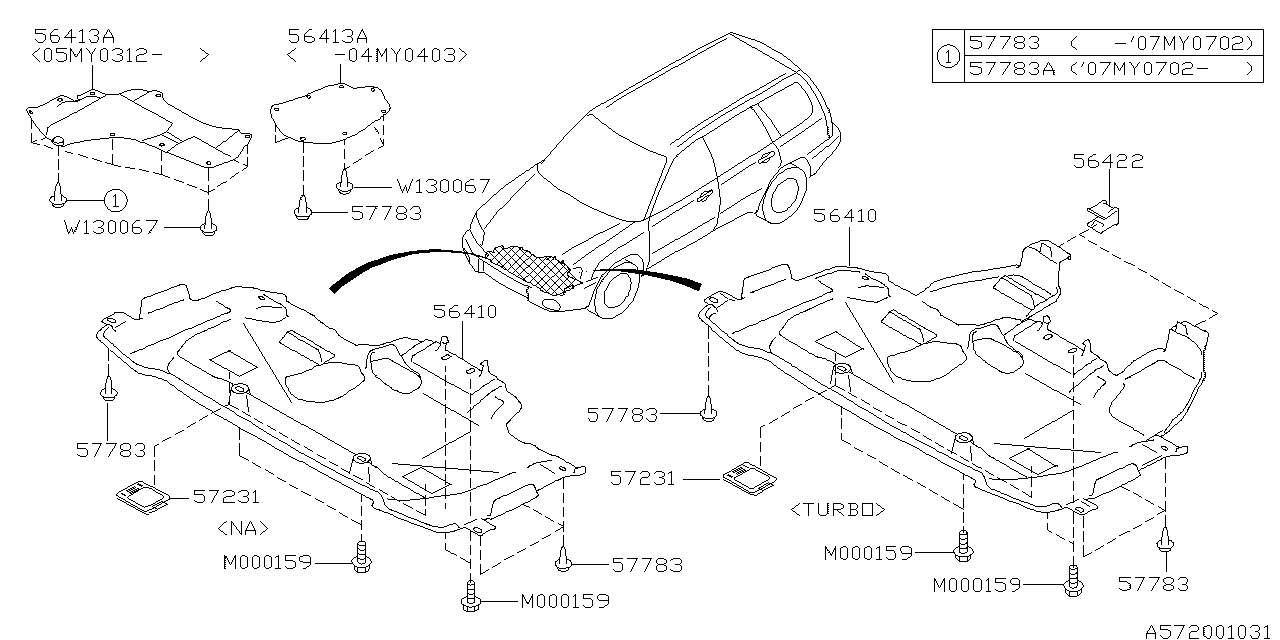 Subaru 56410SA010 Under Cover Front