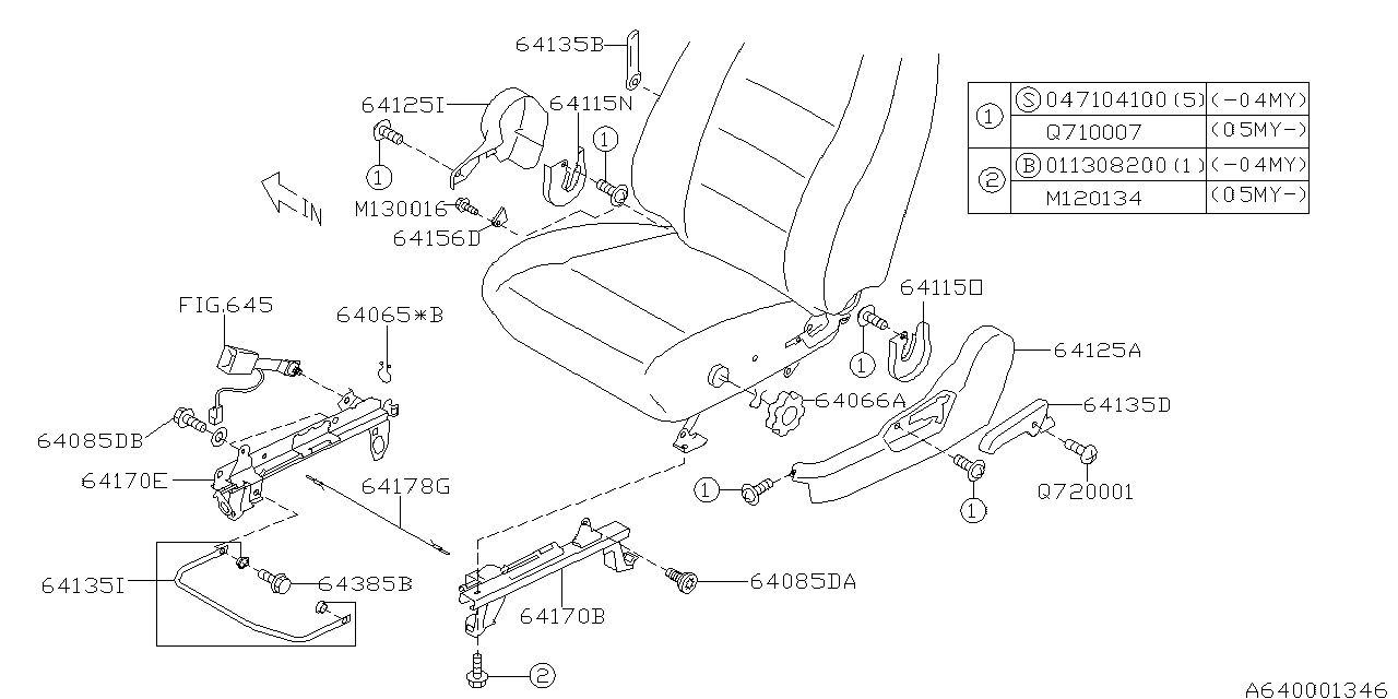 Subaru 64115AG310ML Cover Spring Hinge Front Seat L