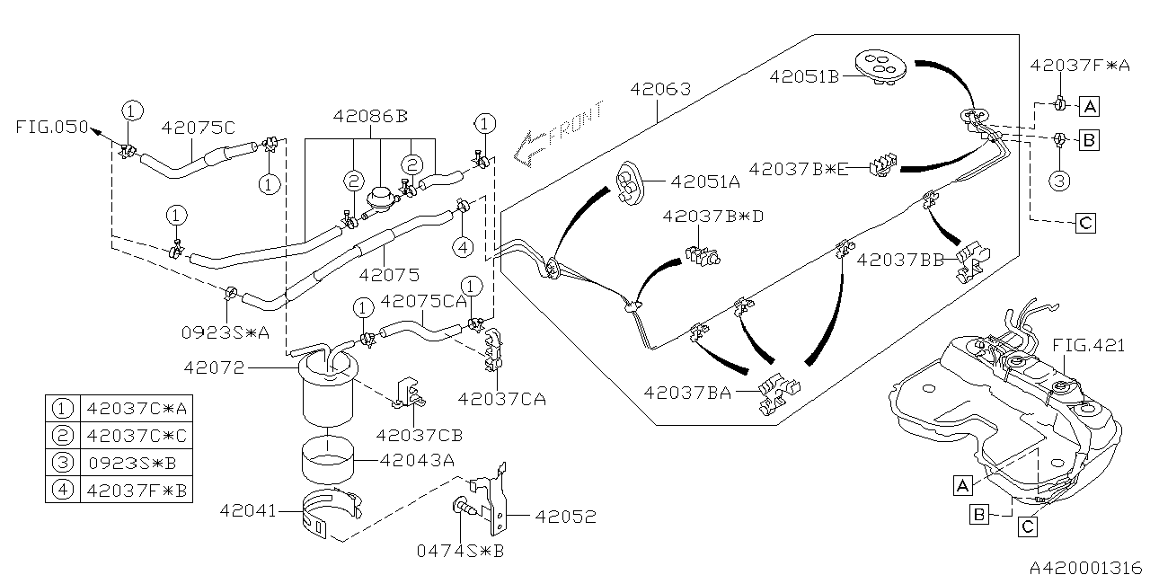 Subaru 42075SA010 Hose EVAPORATOR