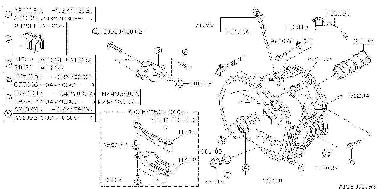 Subaru 31294AA001 Pipe Oil Drain