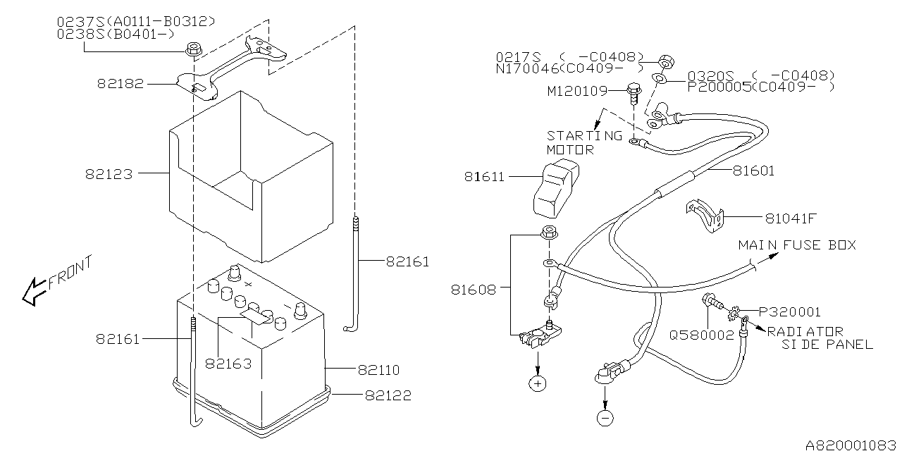 Subaru 82123SA000 Cover Battery