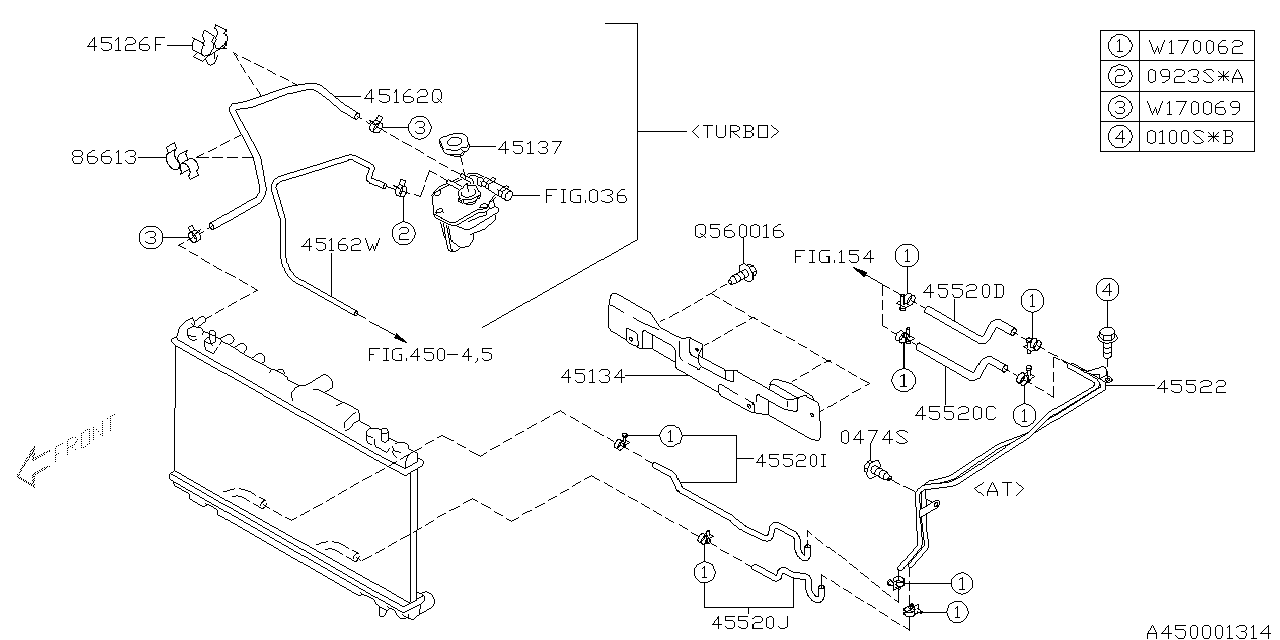 Subaru 45162SA020 Hose Over Flow Radiator