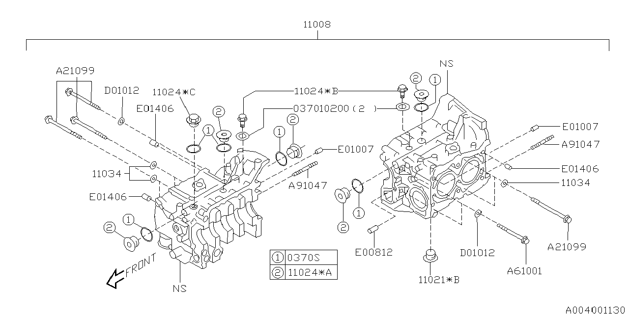 Subaru 11008AB140 Block Set Cylinder