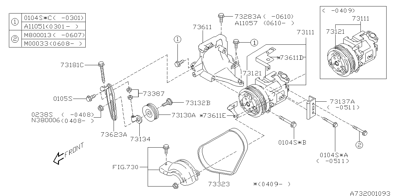 Subaru 73111SA000 Compressor Assembly